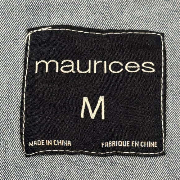 Maurices Womens Blue Denim Jean Jacket Size M Button Front Long Sleeve Pockets - Picture 8 of 14